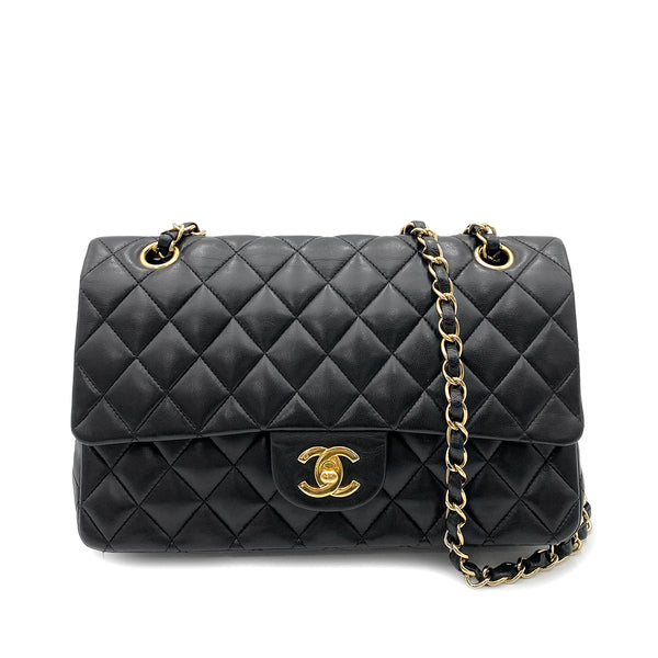 CHANEL VINTAGE CLASSIC FLAP MEDIUM CHAIN SHOULDER BAG BLACK LAMB SKIN 90265327 - PURPOSE