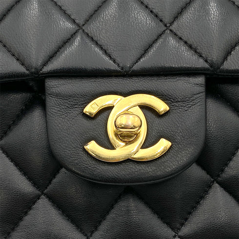 CHANEL VINTAGE CLASSIC FLAP MEDIUM CHAIN SHOULDER BAG BLACK LAMB SKIN 90265327 - PURPOSE
