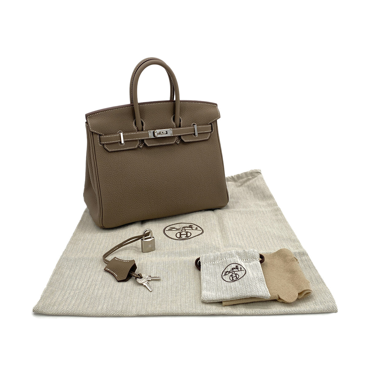 HERMES BIRKIN 25 ETOUPE TOGO HAND BAG W SHW 90265328