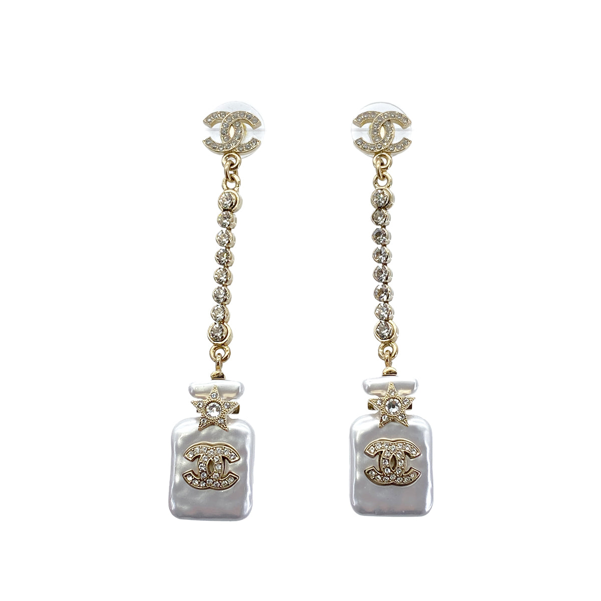 CHANEL EARRINGS PERFUME BOTTLE MOTIF RHINESTONE ACCESSORY B23S 90265334