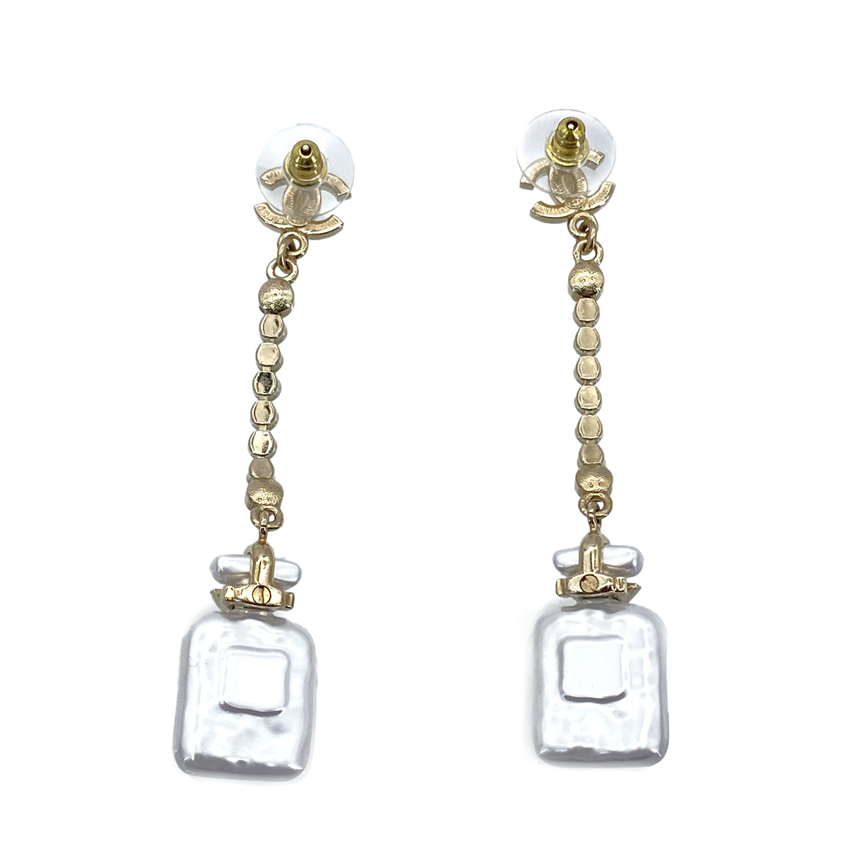 CHANEL EARRINGS PERFUME BOTTLE MOTIF RHINESTONE ACCESSORY B23S 90265334