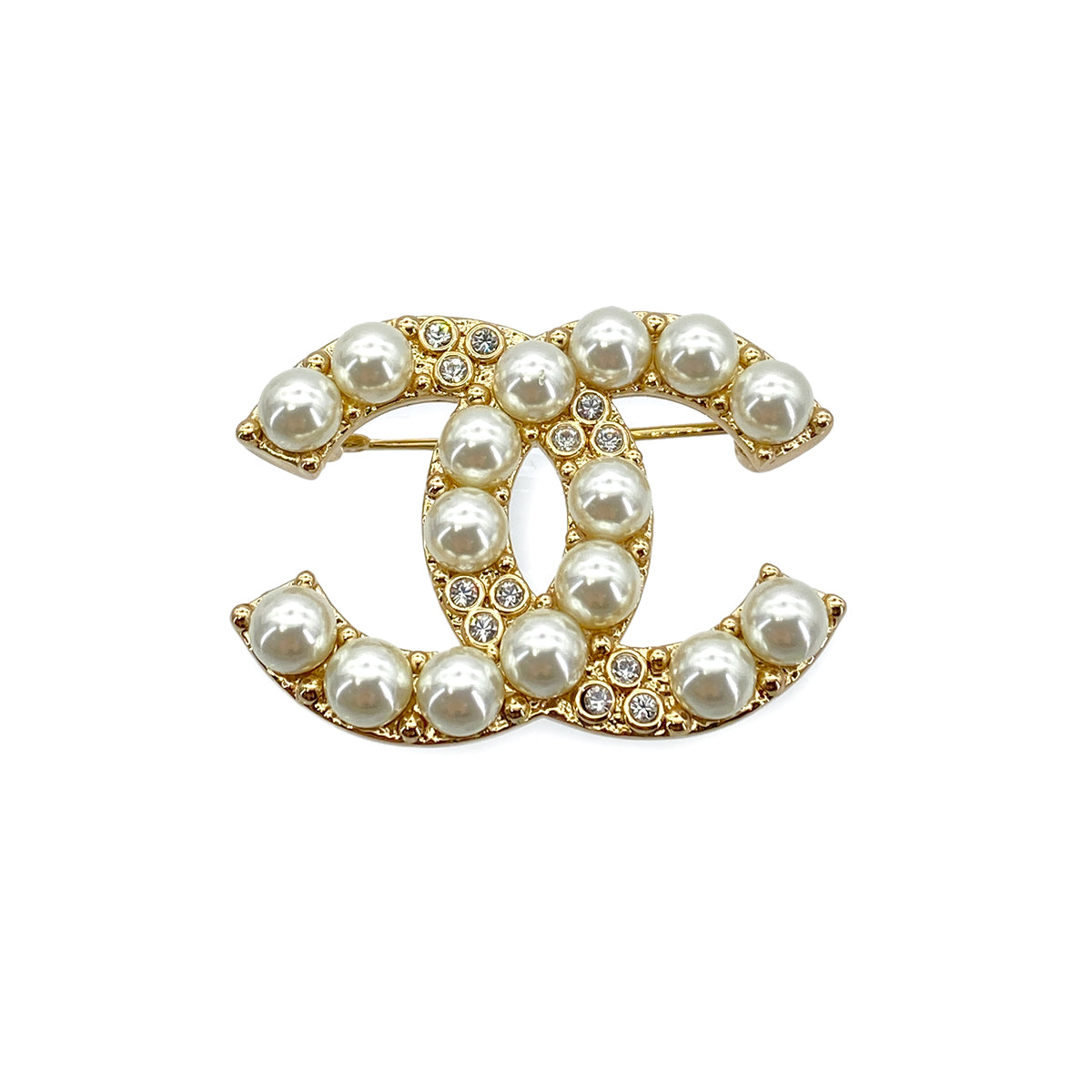 CHANEL COCOMARK BROOCH RHINESTONE FAUX PEARL ACCESSORY B24A 90265338