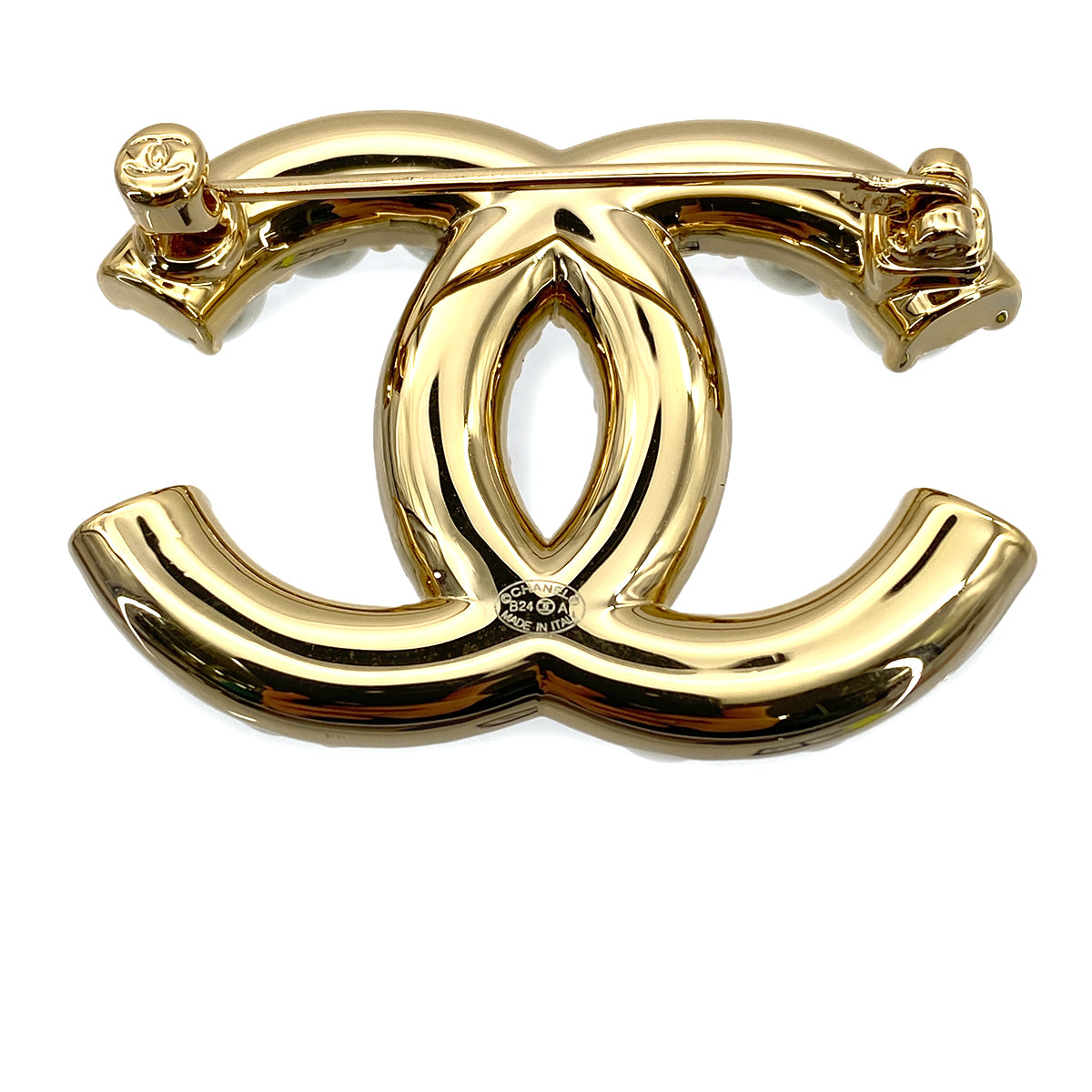 CHANEL COCOMARK BROOCH RHINESTONE FAUX PEARL ACCESSORY B24A 90265338