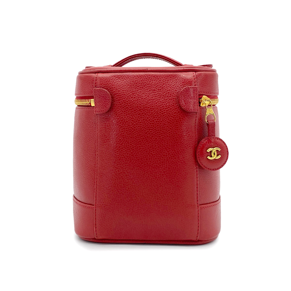 CHANEL VINTAGE VANITY HAND BAG RED CAVIAR SKIN 90265412