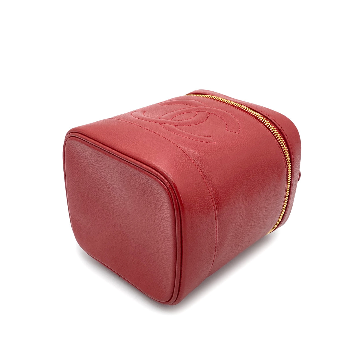 CHANEL VINTAGE VANITY HAND BAG RED CAVIAR SKIN 90265412