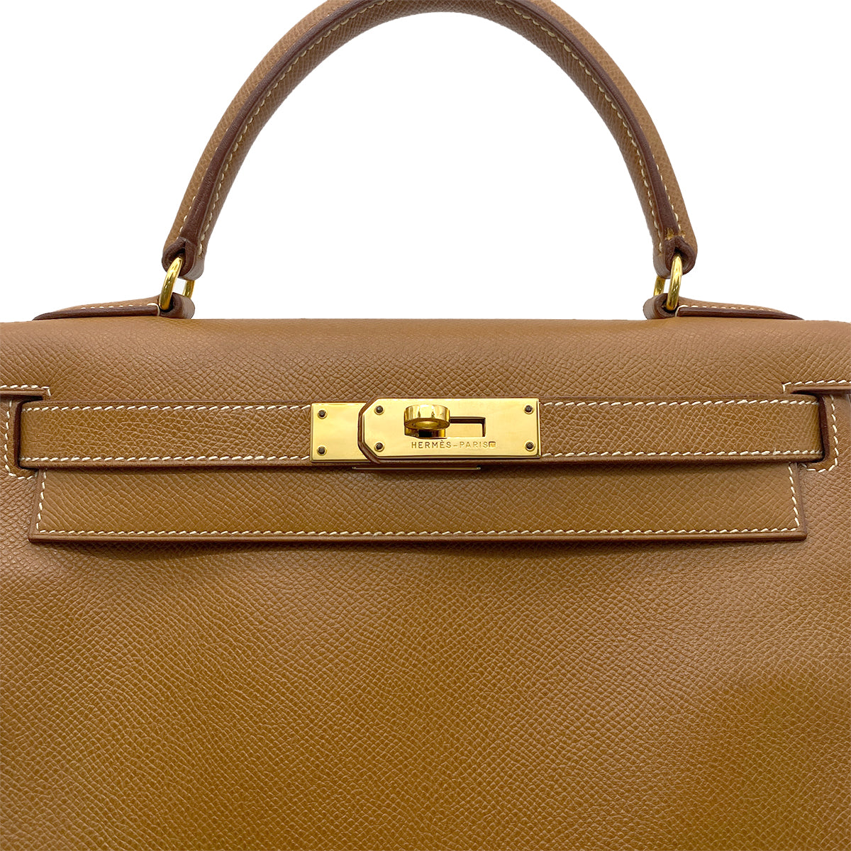 HERMES KELLY 28 RETOURNE GOLD COUCHVEL HAND SHOULDER BAG 〇Y GHW 90265593
