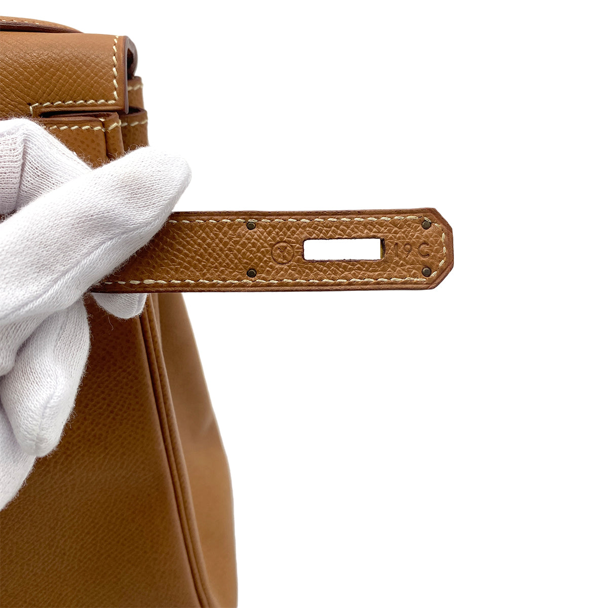 HERMES KELLY 28 RETOURNE GOLD COUCHVEL HAND SHOULDER BAG 〇Y GHW 90265593