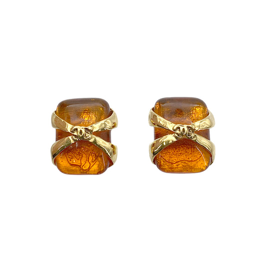 CHANEL VINTAGE EARRINGS COCOMARK STONE ACCESSORY 94P 90265596