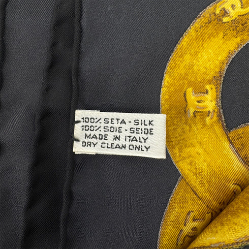 CHANEL VINTAGE SCARF COCOMARK GRIPOA CHAIN PATERN BLACK GOLD SILK 90295814 - PURPOSE
