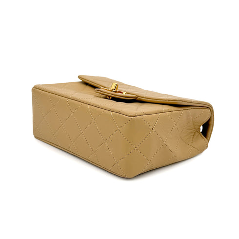 CHANEL VINTAGE MINI SQUARE 17 CHAIN HAND BAG BEIGE LAMB SKIN 90265880 - PURPOSE