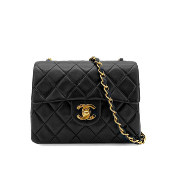 CHANEL VINTAGE MINI SQUARE 17 CHAIN SHOULDER BAG BLACK LAMB SKIN 90265883 - PURPOSE