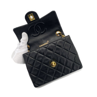 CHANEL VINTAGE MINI SQUARE 17 CHAIN SHOULDER BAG BLACK LAMB SKIN 90265883 - PURPOSE