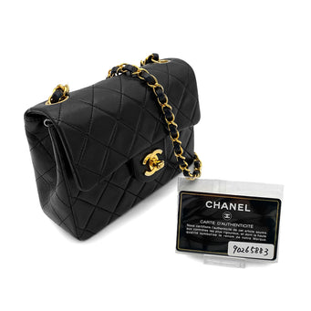 CHANEL VINTAGE MINI SQUARE 17 CHAIN SHOULDER BAG BLACK LAMB SKIN 90265883 - PURPOSE