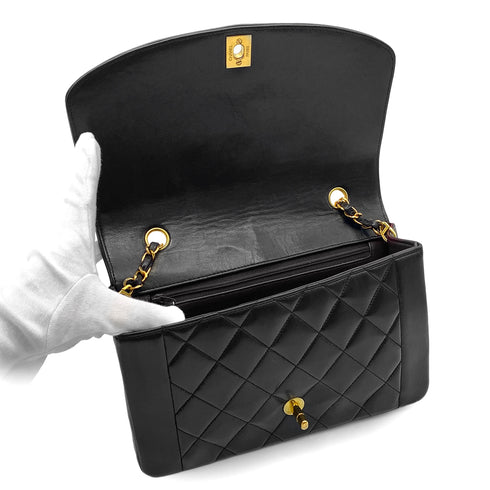CHANEL VINTAGE DIANA MEDIUM CHAIN SHOULDER BAG BLACK LAMB SKIN 90265886 - PURPOSE