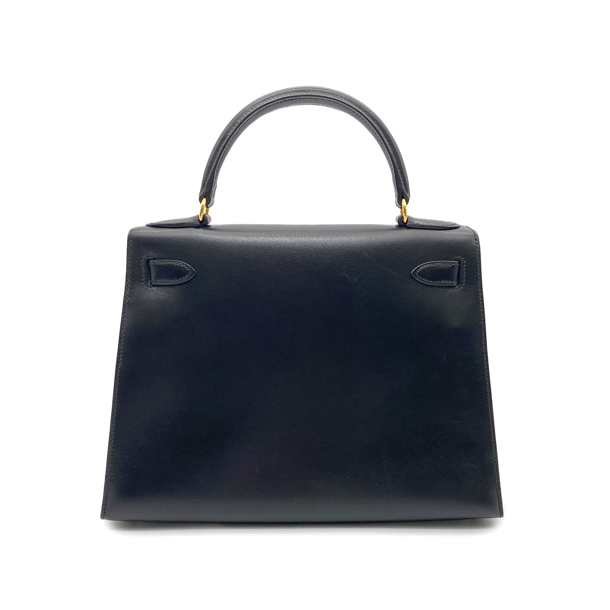 HERMES KELLY 28 SELLIER BLACK BOXCALF HAND SHOULDER BAG □A GHW 90265892