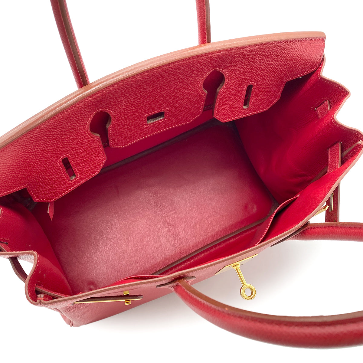 HERMES BIRKIN 30 ROUGE VIF COUCHEVEL HAND BAG □E GHW 90265897