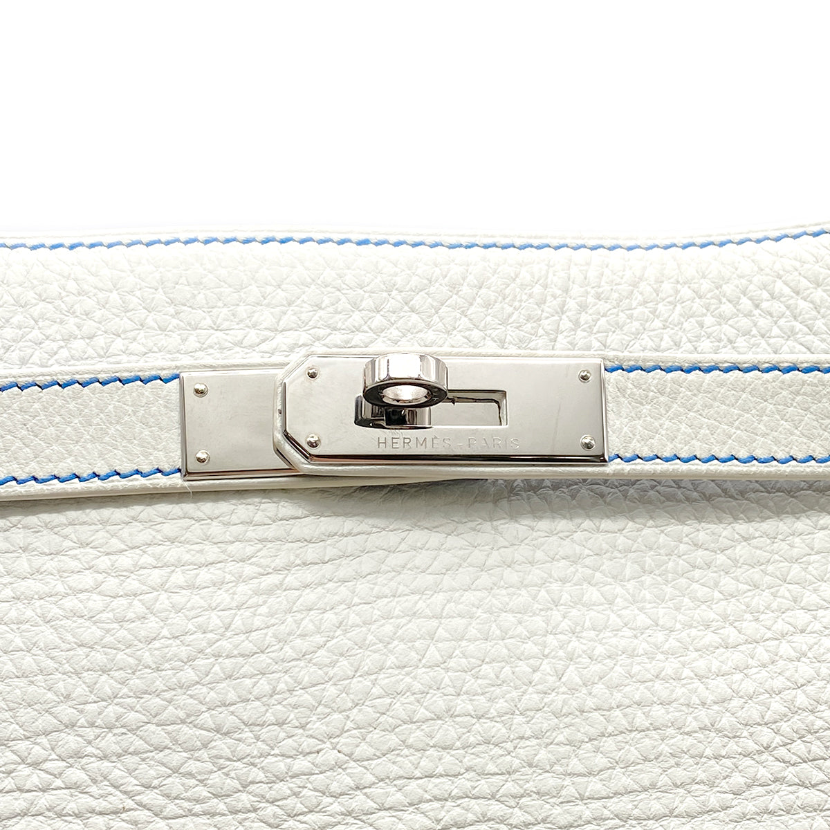 HERMES SO KELLY 22 WHITE MYKONOS TAURILLON CLEMENCE SHOULDER BAG □P SHW 90265898