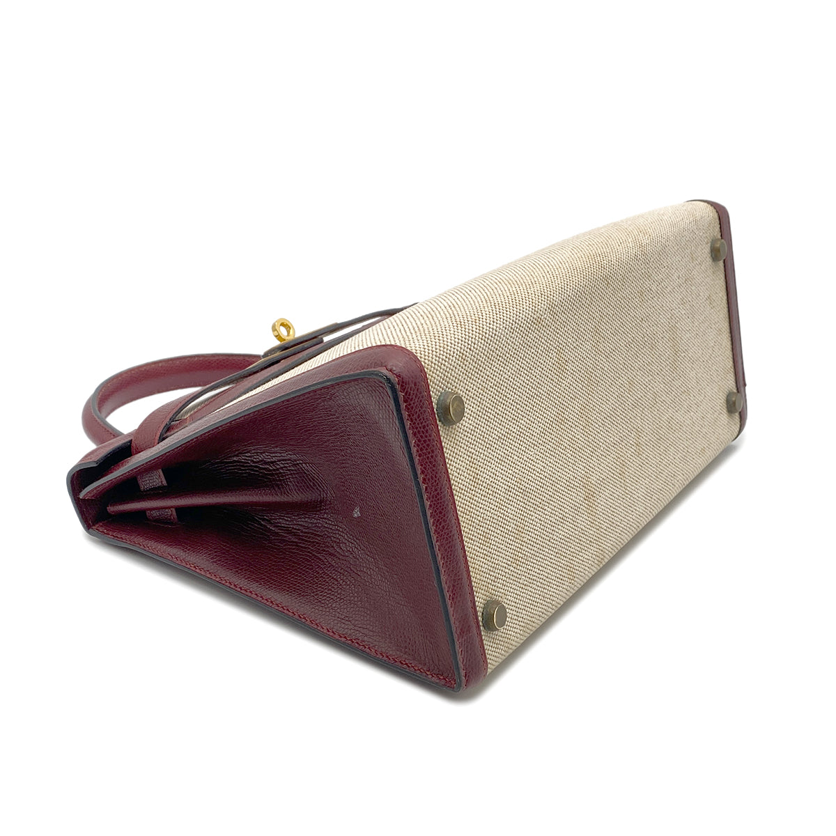 HERMES KELLY 28 ROUGE H ECRU TOILE H COUCHEVEL HAND BAG 〇M GHW 90265900