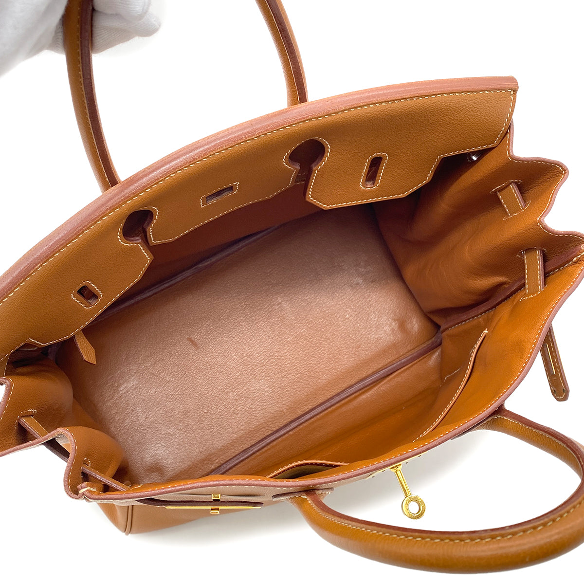 HERMES HAUT A COURROIES 32 GOLD TOGO HAND BAG □F GHW  90265904