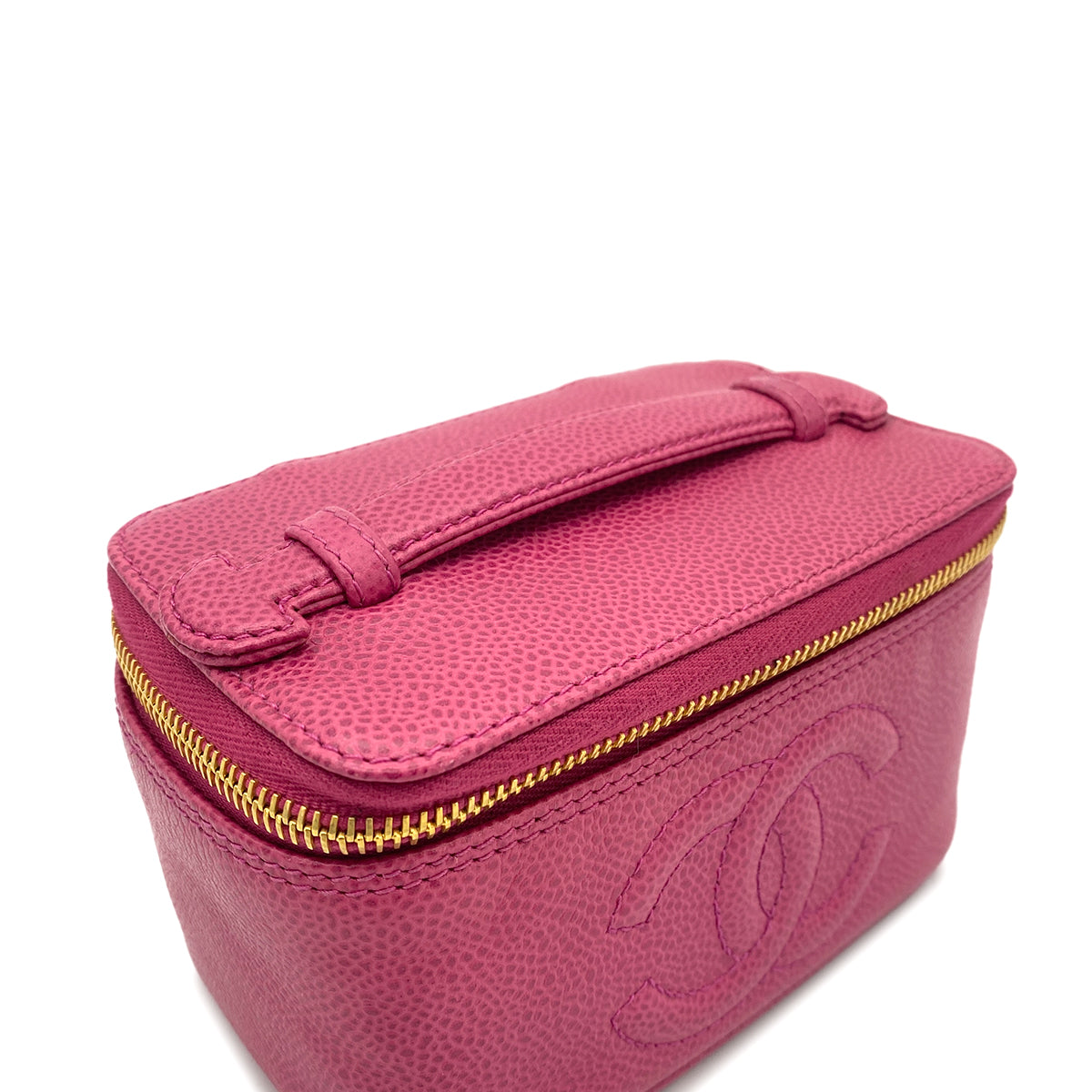 CHANEL VINTAGE MINI VANITY HAND BAG PINK CAVIAR SKIN 90265907