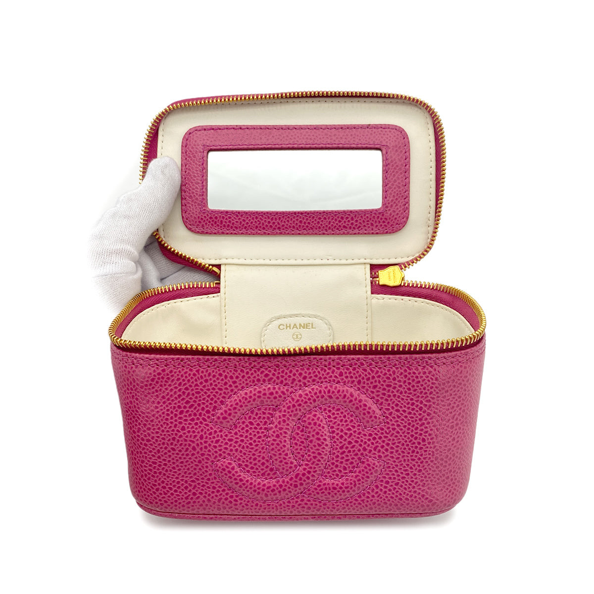 CHANEL VINTAGE MINI VANITY HAND BAG PINK CAVIAR SKIN 90265907