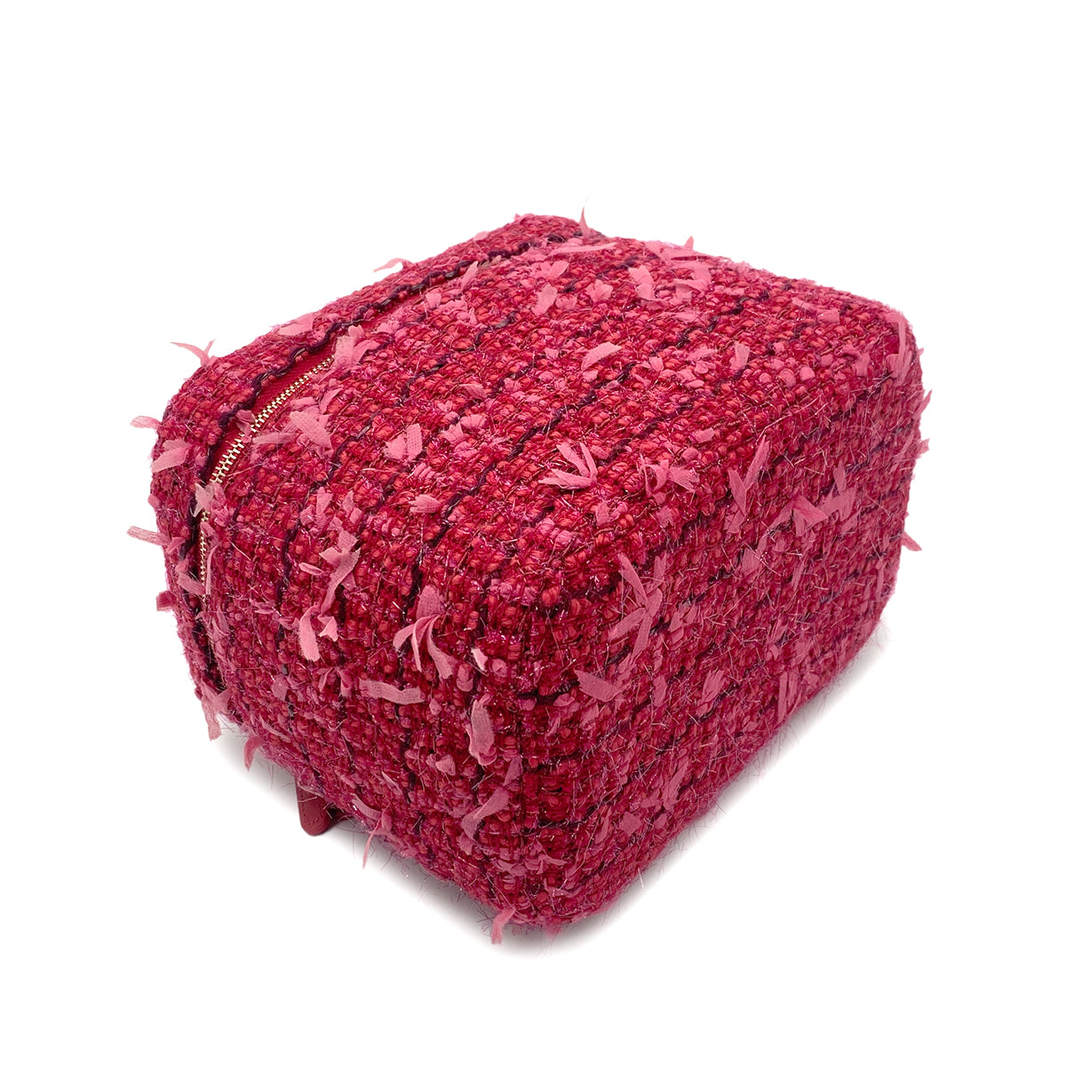 CHANEL VANITY HAND BAG RED TWEED LEATHER 90265917