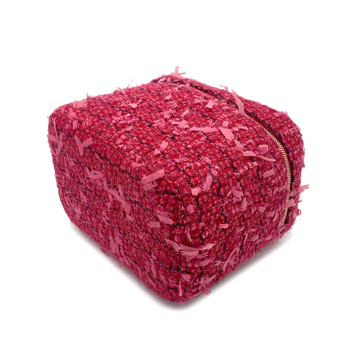 CHANEL VANITY HAND BAG RED TWEED LEATHER 90265917