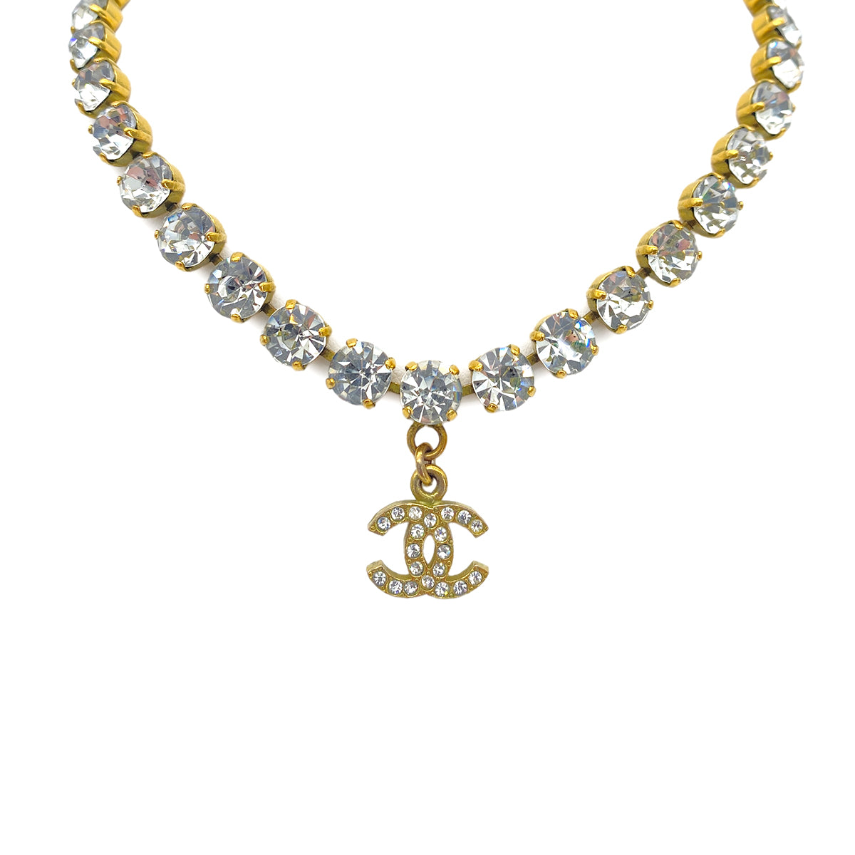 CHANEL VINTAGE NECKLACE RHINESTONE COCOMARK ACCESSORY 95P 90265931