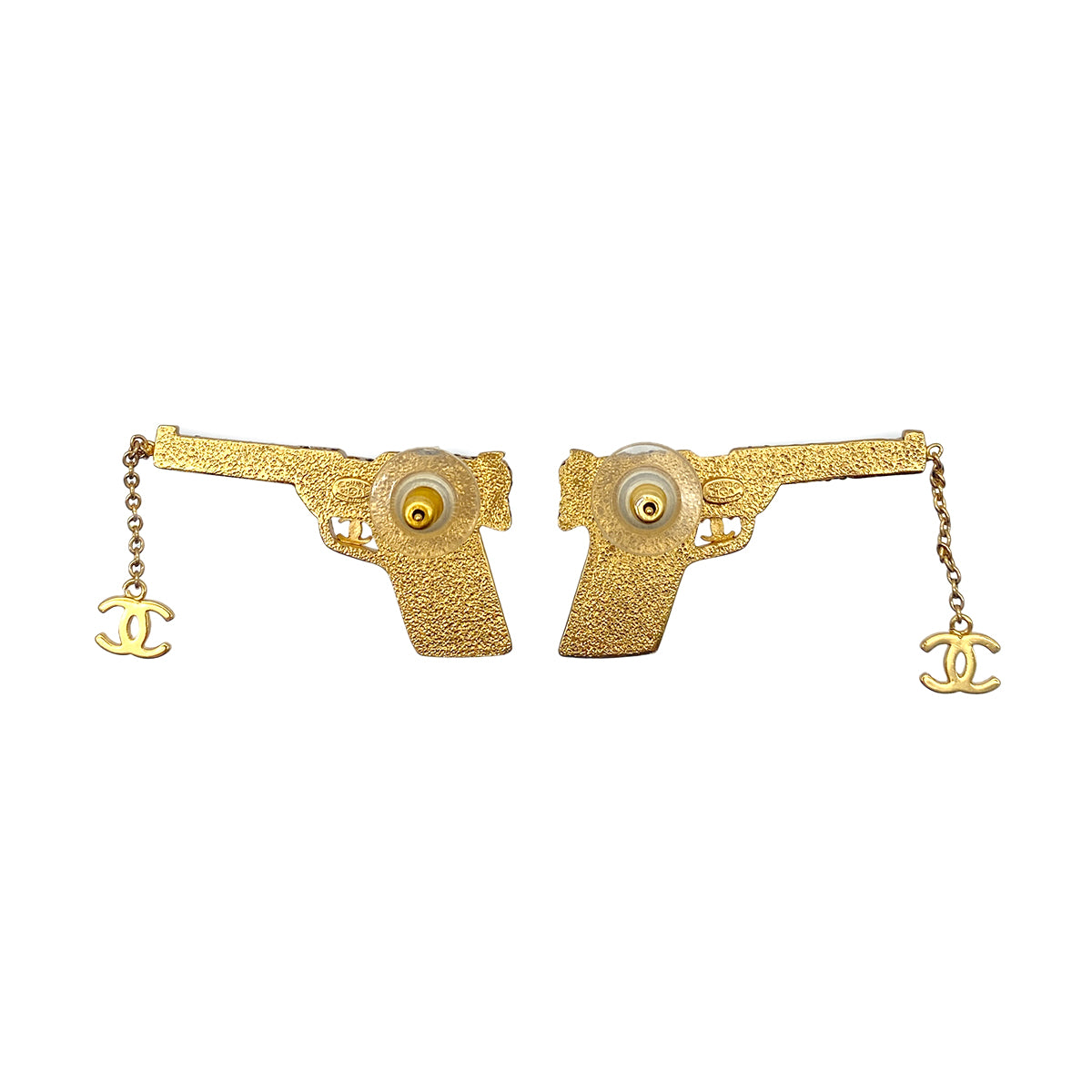 CHANEL EARRINGS COCOMARK RHINESTONE GUN MOTIF ACCESSORY 01A 90265932