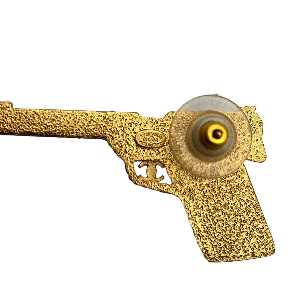 CHANEL EARRINGS COCOMARK RHINESTONE GUN MOTIF ACCESSORY 01A 90265932