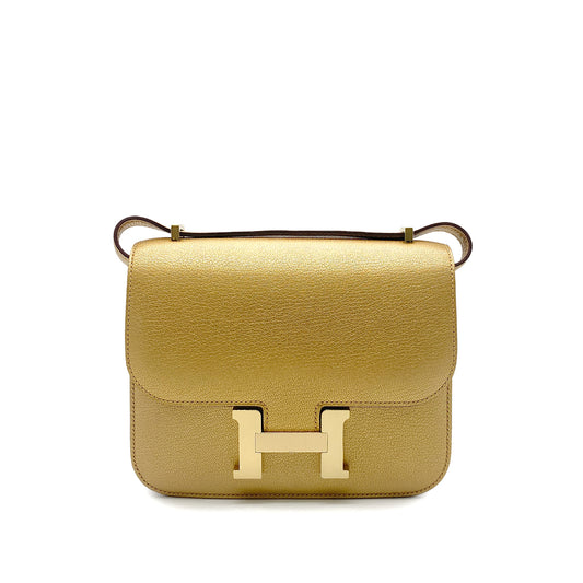 HERMES MINI CONSTANCE 18 MIROIR NEW DORE CHEVRE CHAMKILA SHOULDER BAG B GHW 90266133