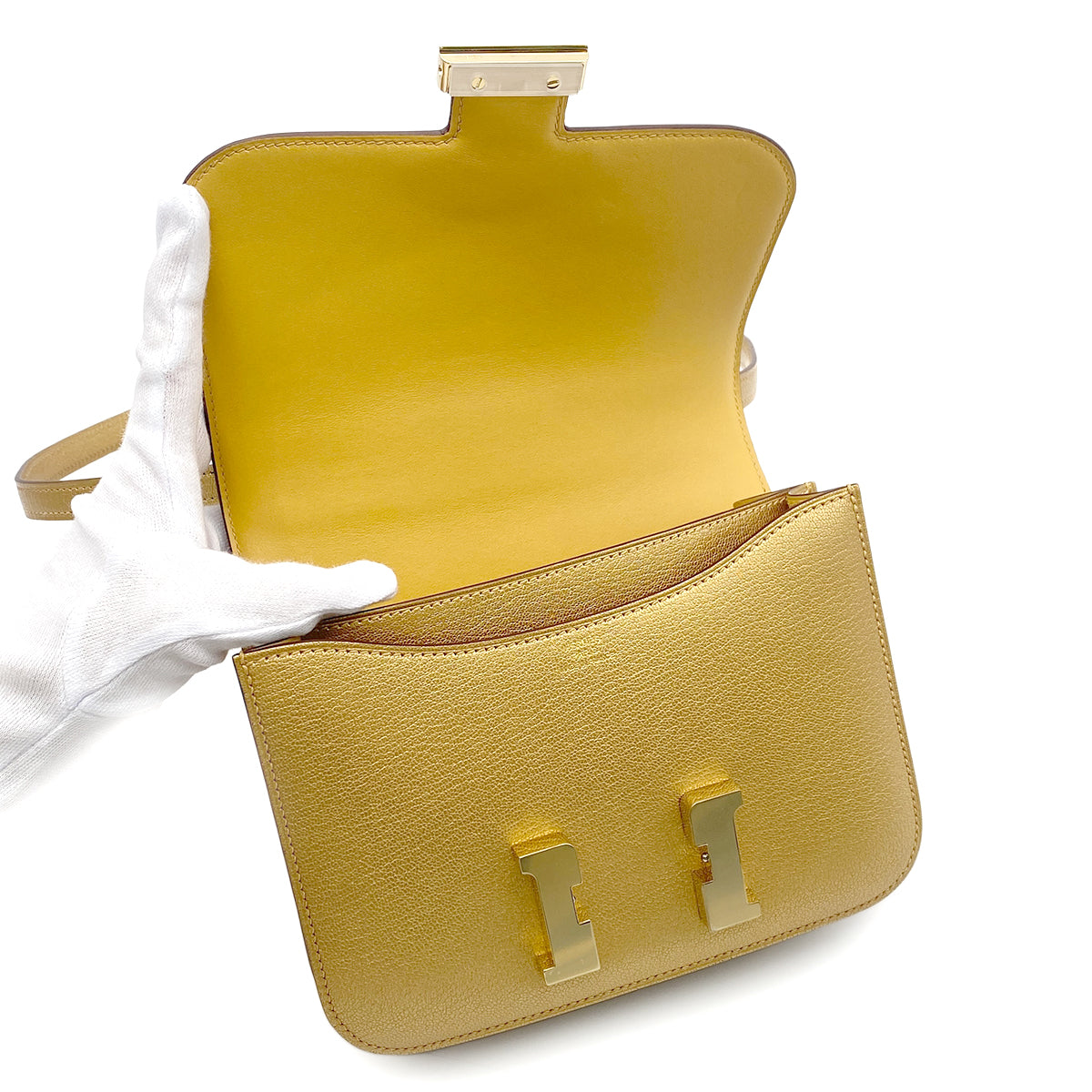 HERMES MINI CONSTANCE 18 MIROIR NEW DORE CHEVRE CHAMKILA SHOULDER BAG B GHW 90266133