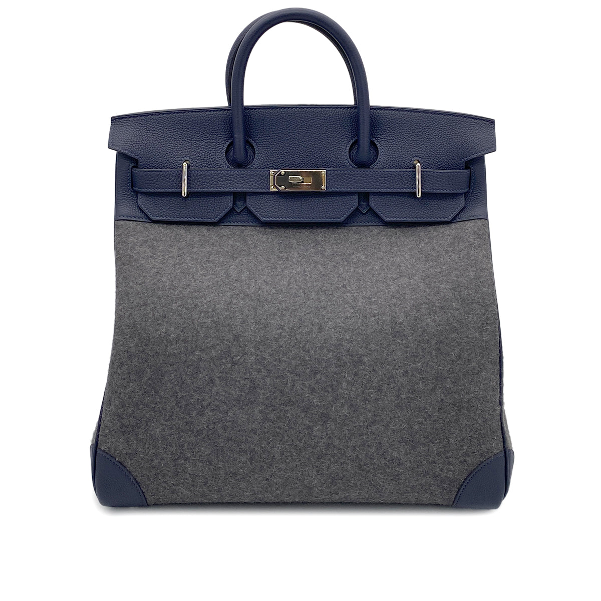 HERMES HAUT A COURROIES 40 TODOO BLEU NUIT GRIS MOYEN TOGO FEUTRE HAND BAG A 90266139