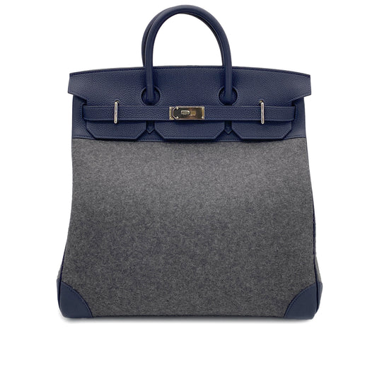 HERMES HAUT A COURROIES 40 TODOO BLEU NUIT GRIS MOYEN TOGO FEUTRE HAND BAG A 90266139