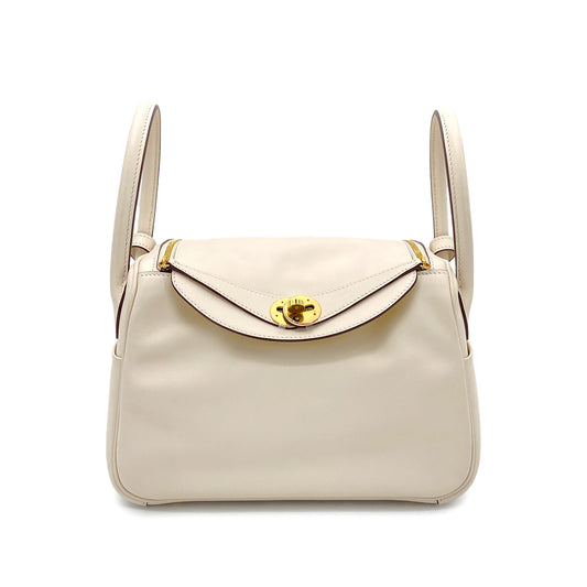 HERMES LINDY 26 VERSO NATA LIME SWIFT SHOULDER BAG U GHW 90266142