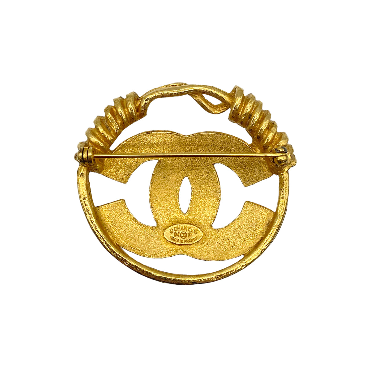 CHANEL VINTAGE COCOMARK BROOCH GOLD ROUND ACCESSORY 94P 90266149