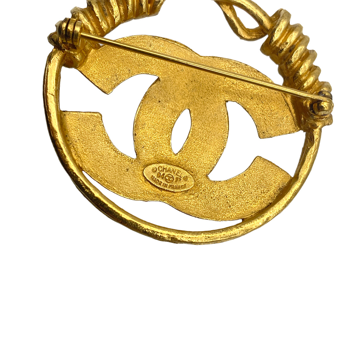 CHANEL VINTAGE COCOMARK BROOCH GOLD ROUND ACCESSORY 94P 90266149