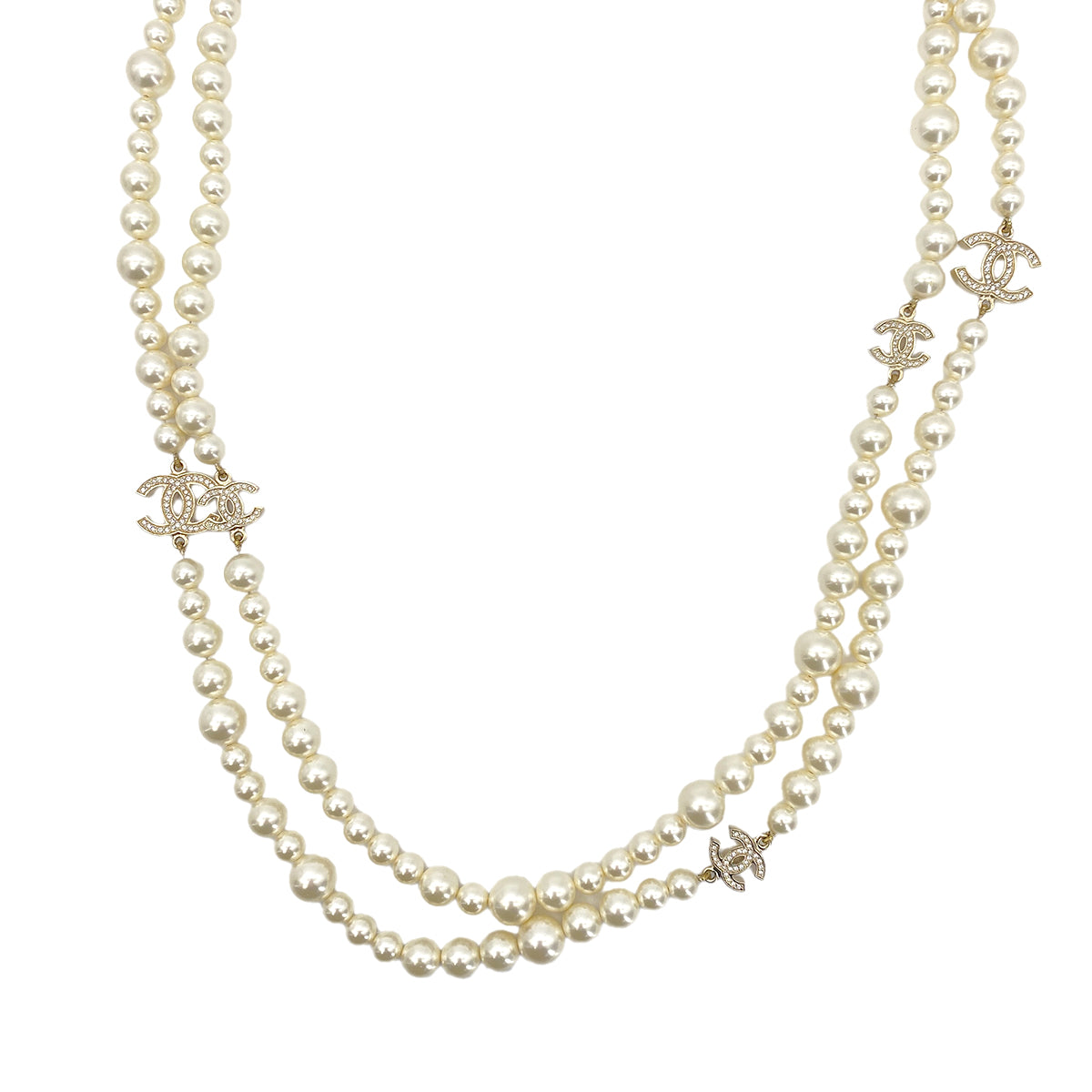 CHANEL NECKLACE COCOMARK FAUX PEARL ACCESSORY 10P 90266150