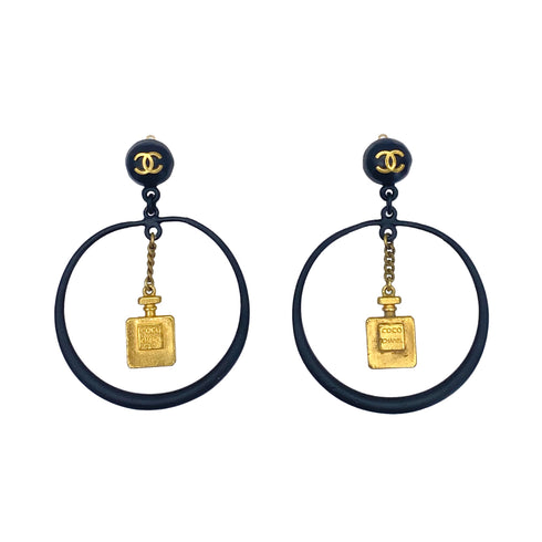 CHANEL VINTAGE EARRINGS COCOMARK HOOP PERFUME ACCESSORY 94C 90266152 - PURPOSE