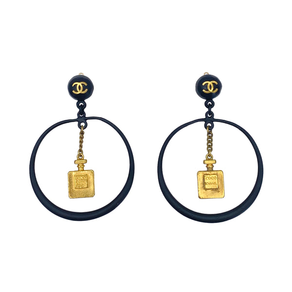 CHANEL VINTAGE EARRINGS COCOMARK HOOP PERFUME ACCESSORY 94C 90266152 - PURPOSE
