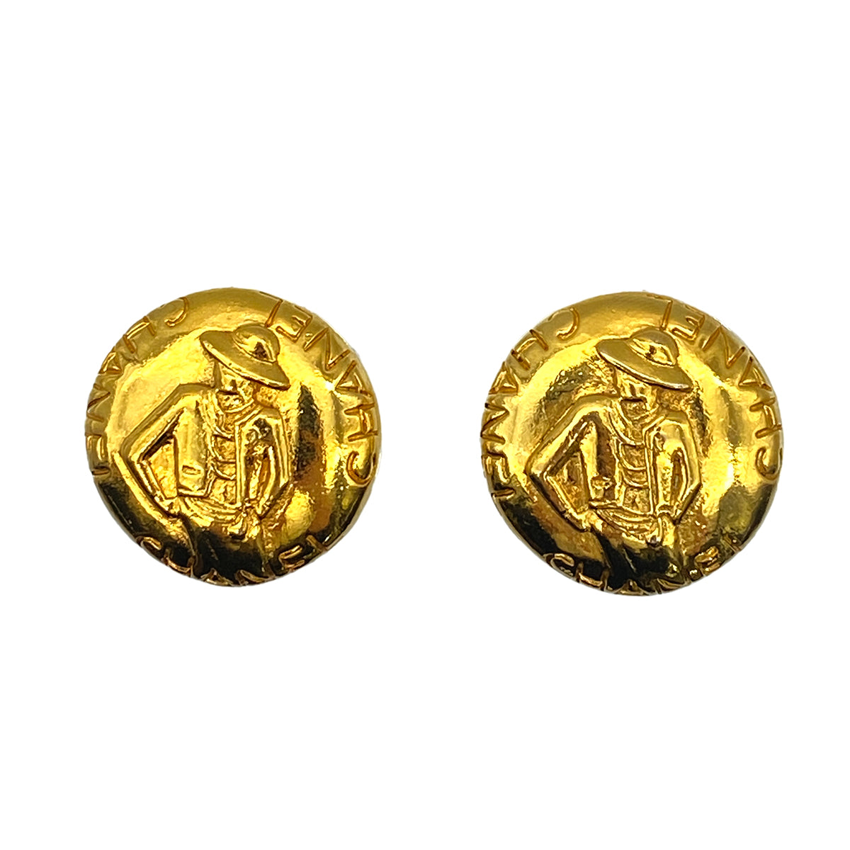 CHANEL VINTAGE EARRINGS MADEMOISELLE GOLD ACCESSORY 90266159