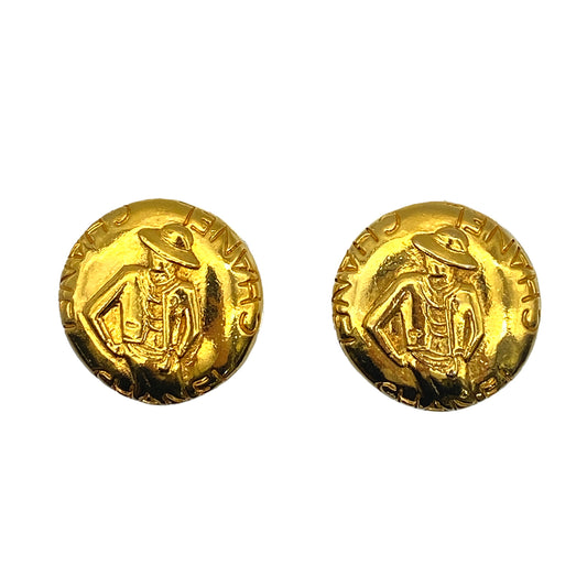 CHANEL VINTAGE EARRINGS MADEMOISELLE GOLD ACCESSORY 90266159