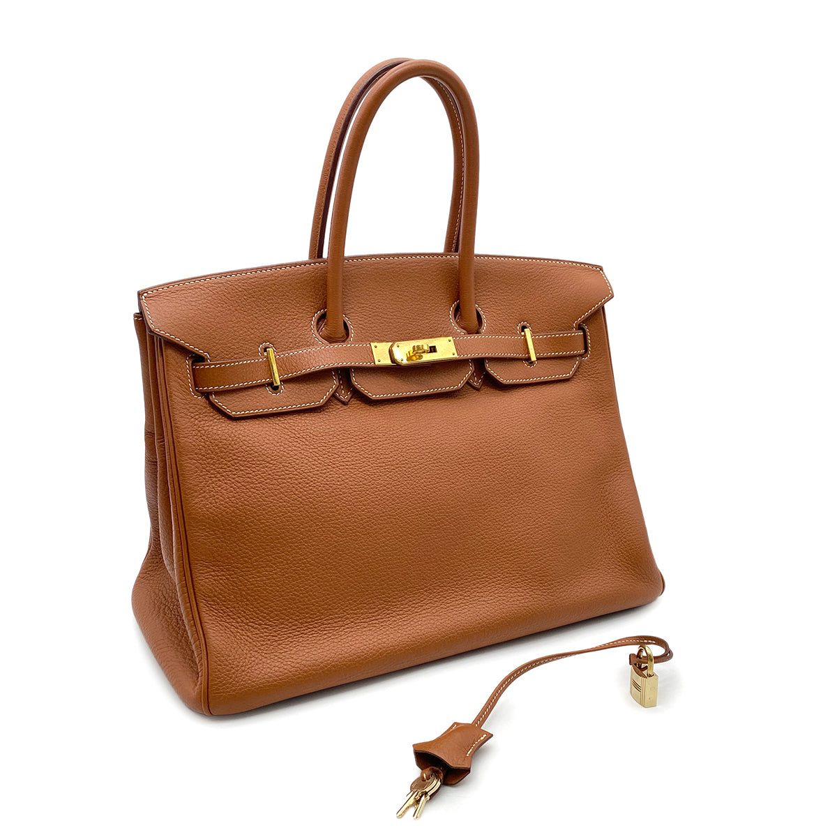 HERMES BIRKIN 35 FAUVE TAURILLON CLEMENCE HAND BAG □I GHW 90266247