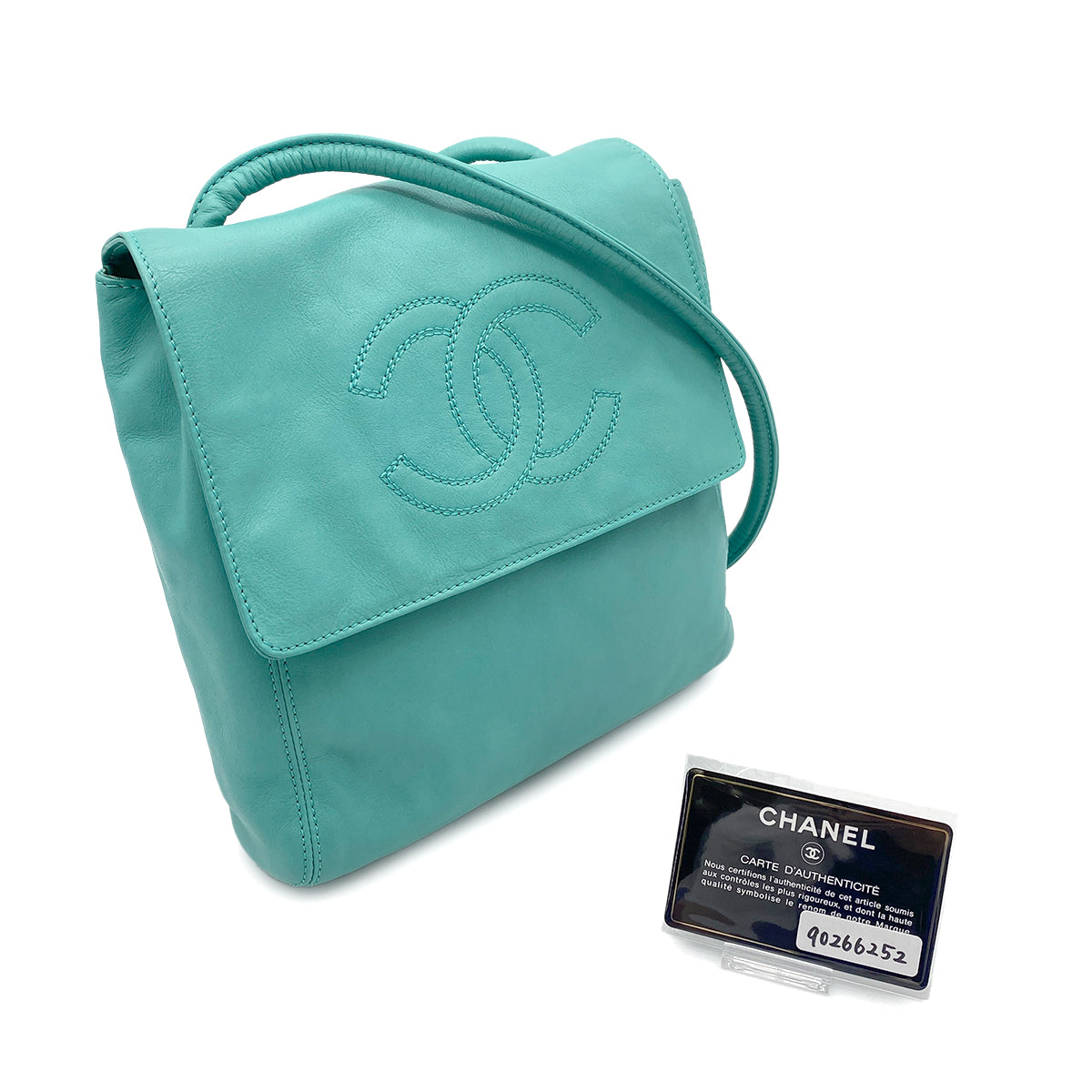 CHANEL VINTAGE BIG COCO SHOULDER BAG LIGHT BLUE LAMB SKIN 90266252