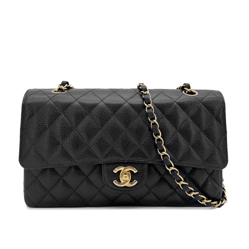 CHANEL VINTAGE CLASSIC FLAP MEDIUM CHAIN SHOULDER BAG BLACK CAVIAR SKIN 90266425 - PURPOSE