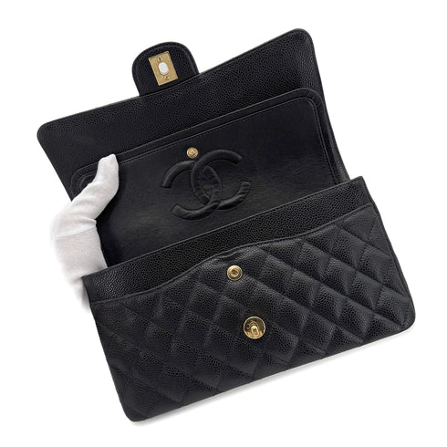 CHANEL VINTAGE CLASSIC FLAP MEDIUM CHAIN SHOULDER BAG BLACK CAVIAR SKIN 90266425 - PURPOSE