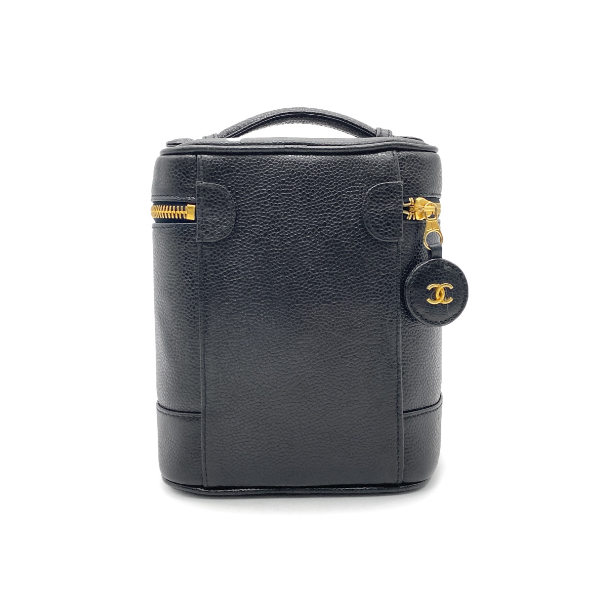 CHANEL VINTAGE VANITY HAND BAG BLACK CAVIAR SKIN 90266435