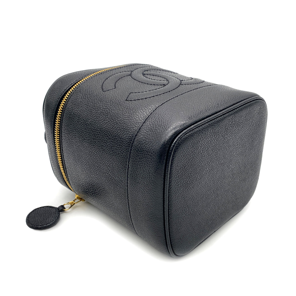 CHANEL VINTAGE VANITY HAND BAG BLACK CAVIAR SKIN 90266435