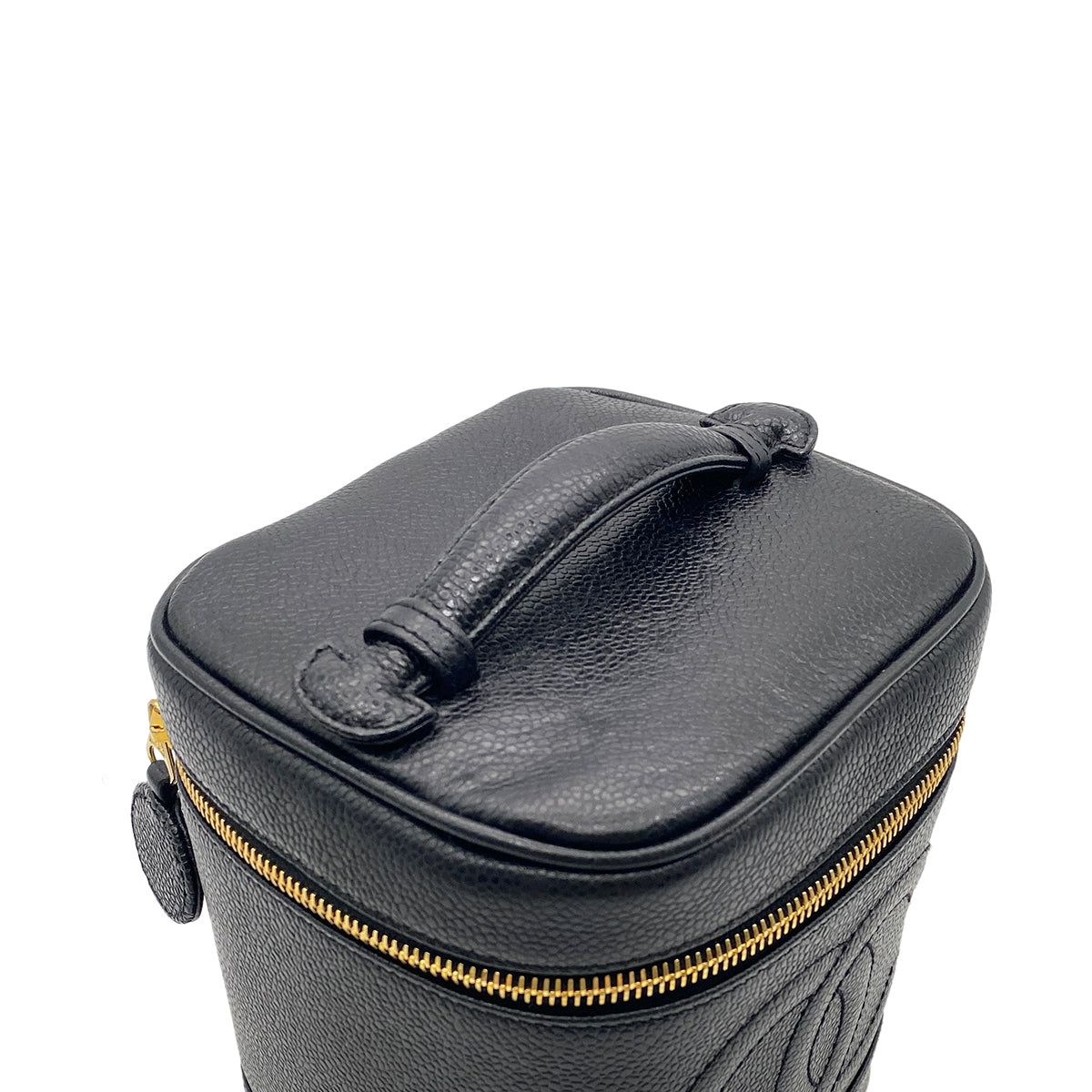 CHANEL VINTAGE VANITY HAND BAG BLACK CAVIAR SKIN 90266435