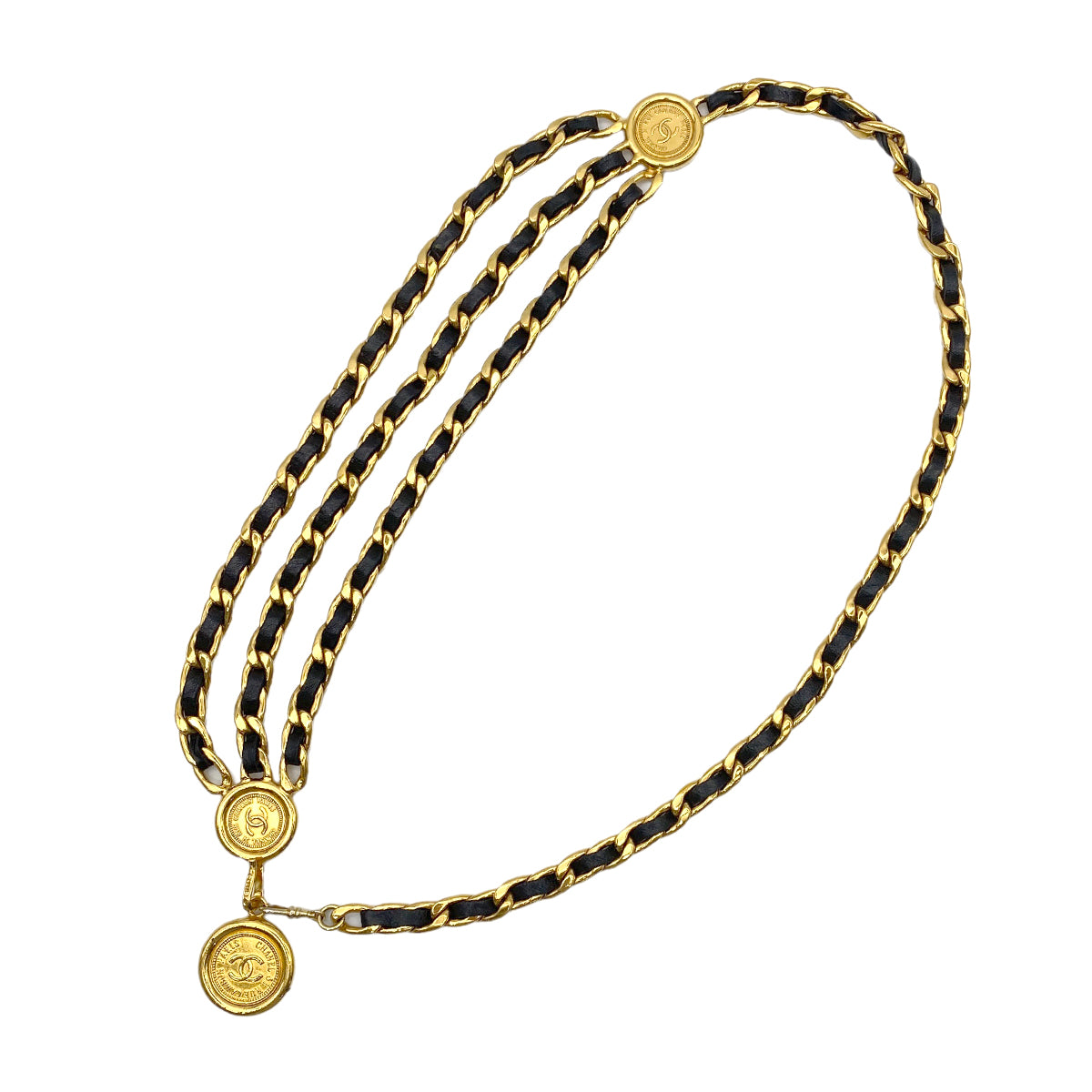 CHANEL VINTAGE CHAIN BELT LEATHER COCOMARK ACCESSORY 90266441